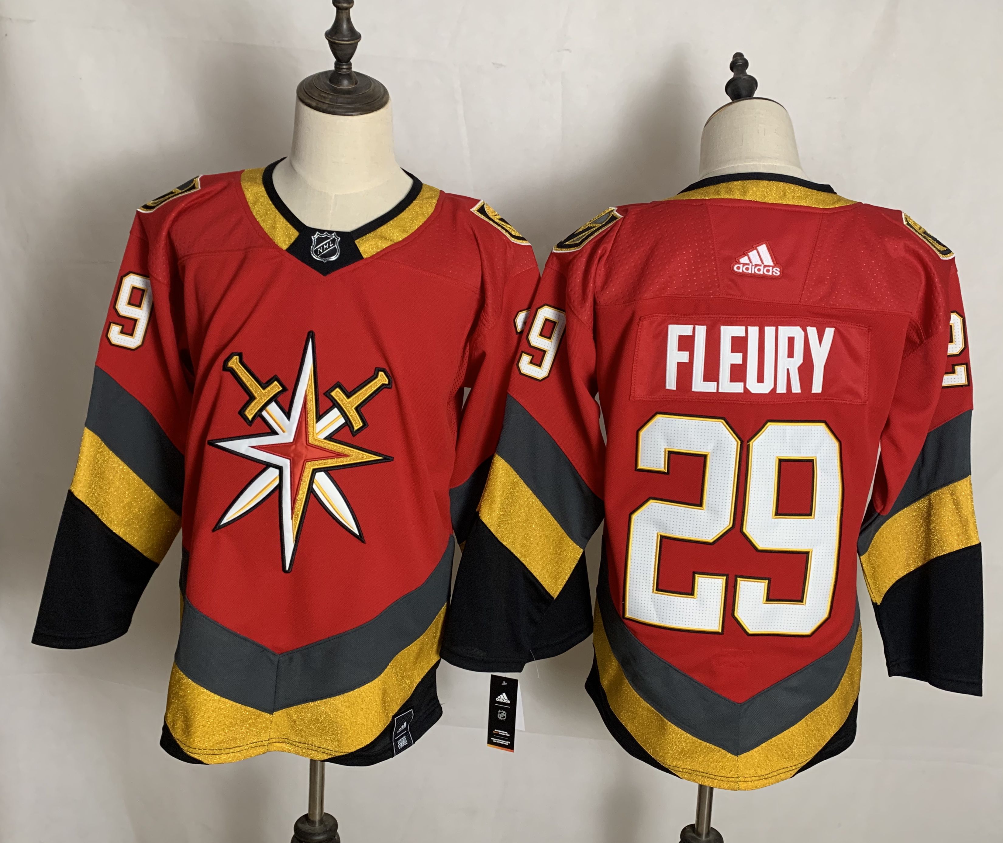 Men Vegas Golden Knights #29 Fleury Red Authentic Stitched 2020 Adidias NHL Jersey